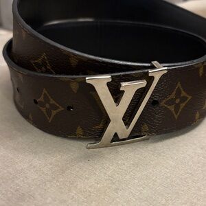 Louis Vuitton Brown Monogram Belt with Silver Buckle
